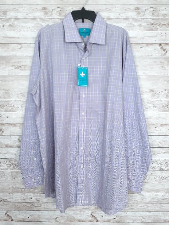 Christian Aujard Other - Christian Aujard Mens Button Up Dress Shirt 2XLT Purple Yellow Check 786A